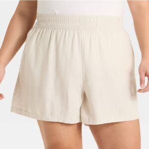 1X Ava & Viv High Waist Cream Shorts beige linen